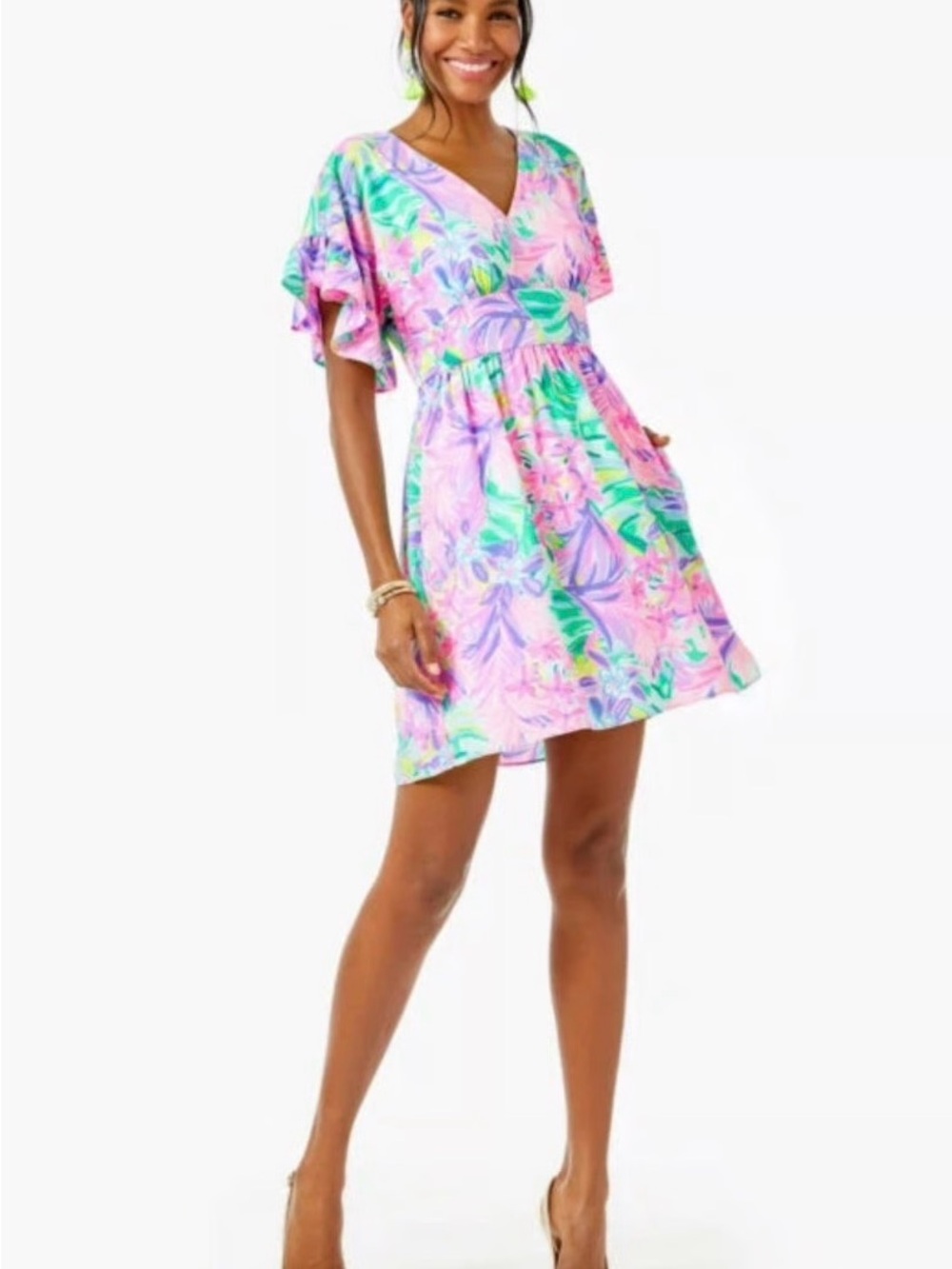 Lilly Pulitzer V-Neck Short Dress in Pink